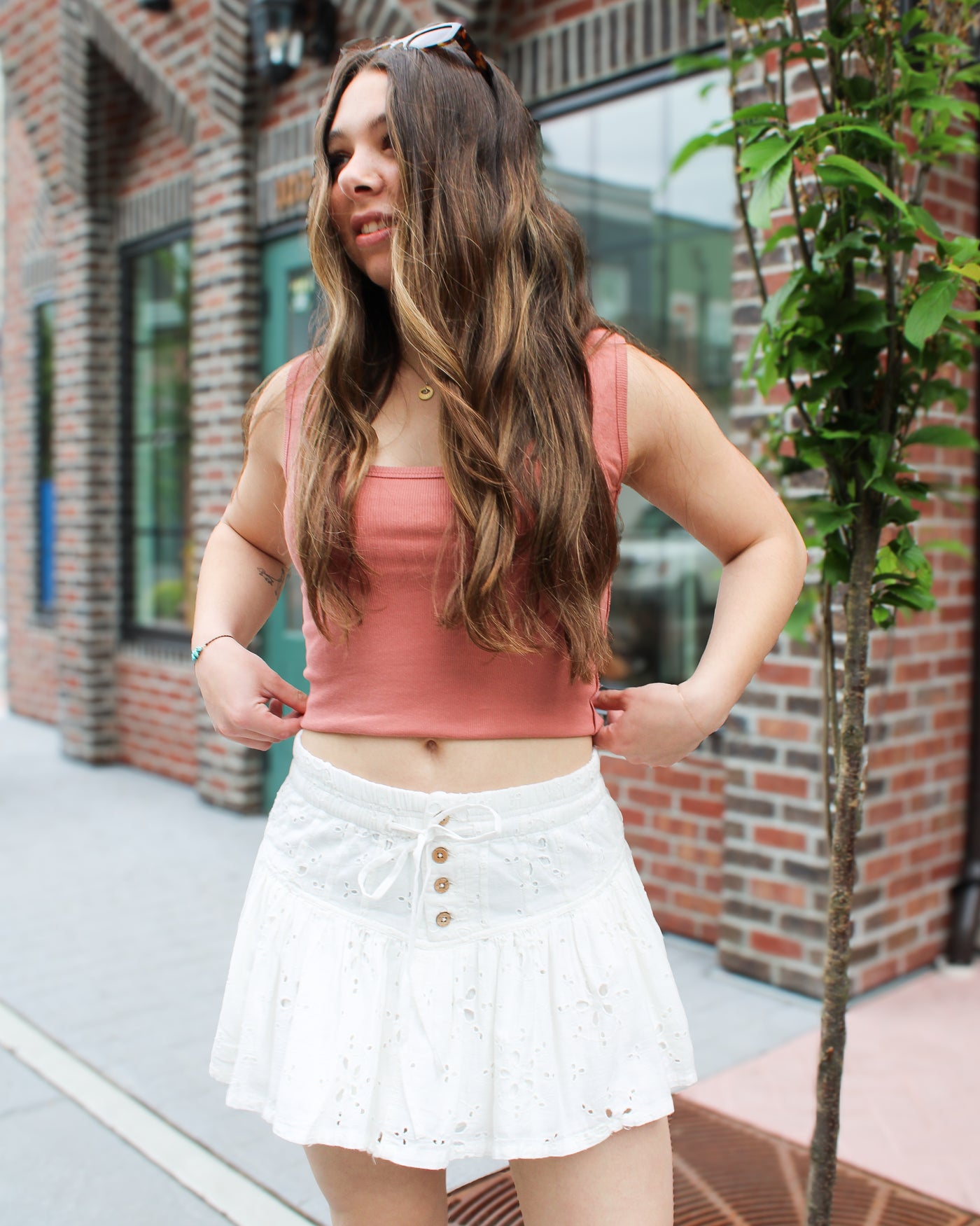 Roselle Eyelet Mini Skirt