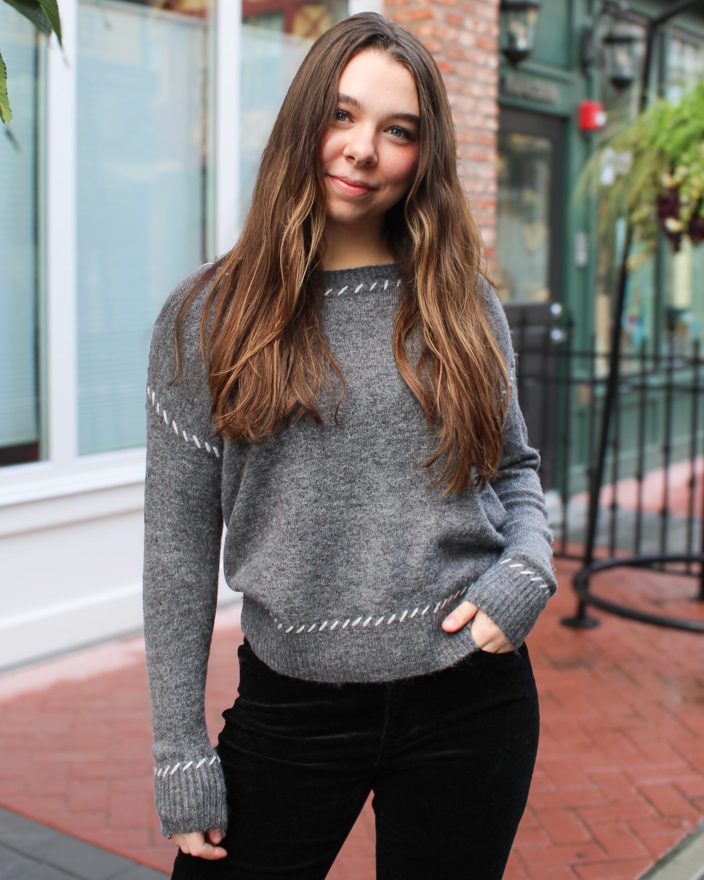 Contrast Stitch Sweater