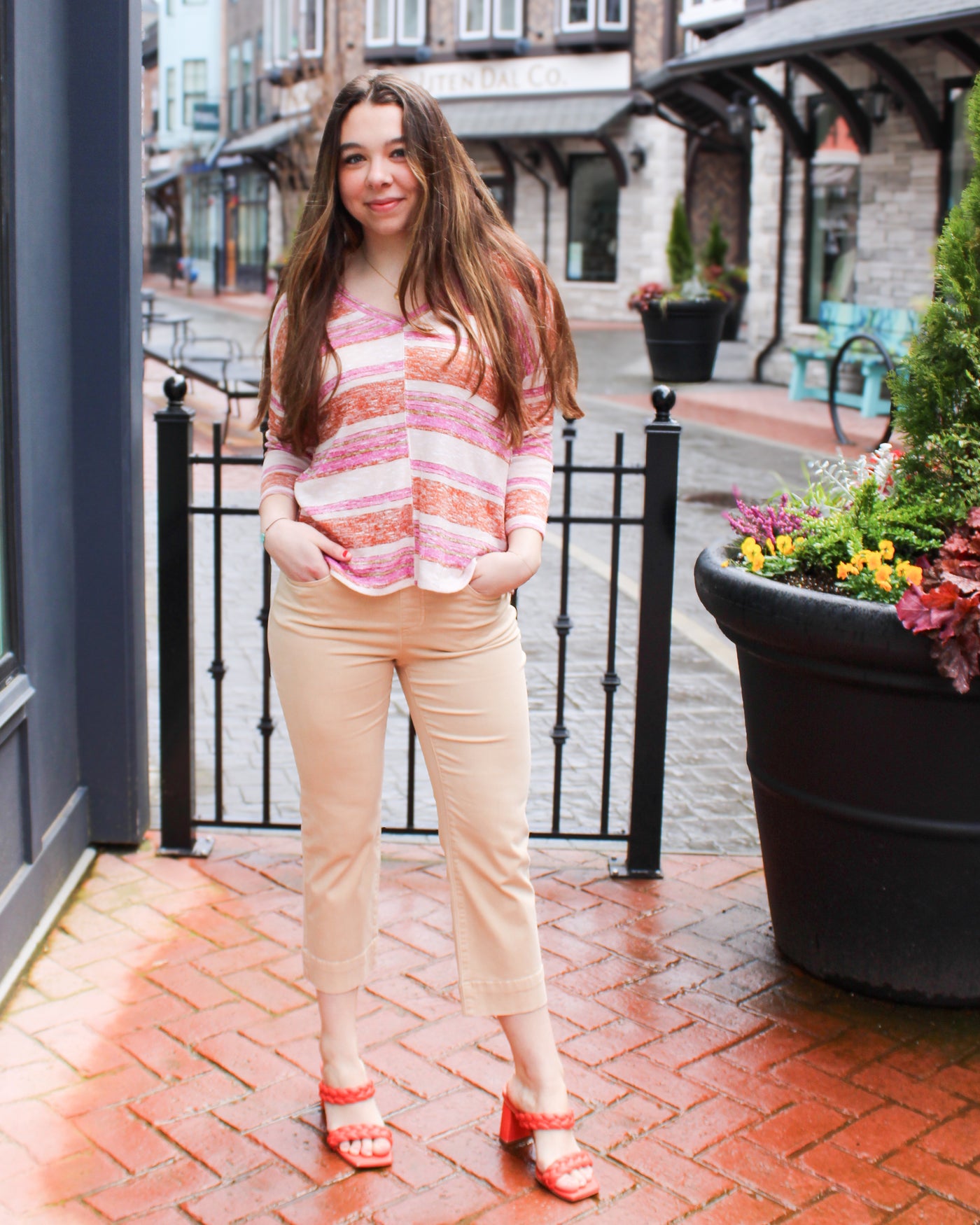 Combo Print Crew Neck Top