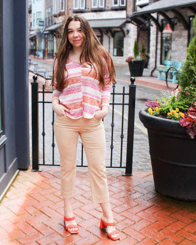 Combo Print Crew Neck Top