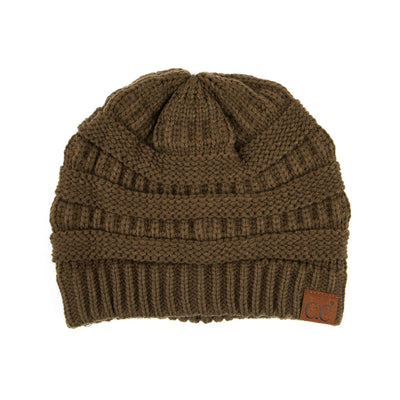 Fleece Lined CC Cable Knit Beanie