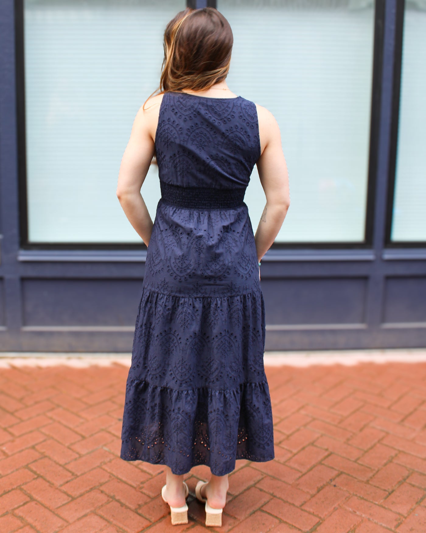 Long Eyelet Lined Dress