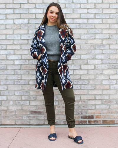 Plushy Knit Button Front Coat
