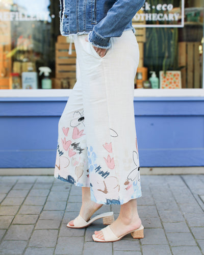 Printed Linen Drawstring Pant