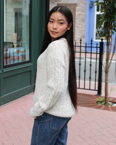 Notch Neck Flex Yarn Sweater