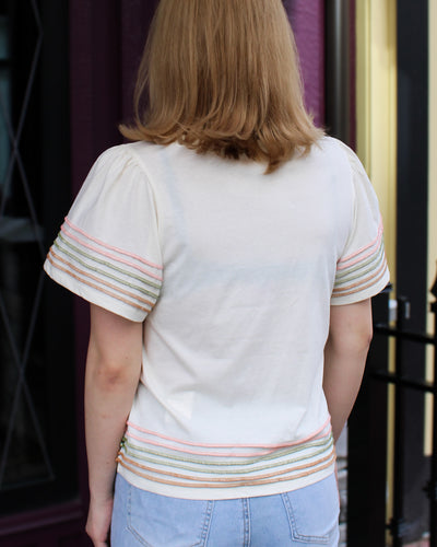 Contrasting Stitch Cotton Top