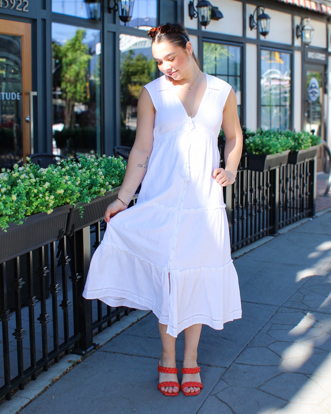 Macbeth Plunge Neckline Tiered Dress