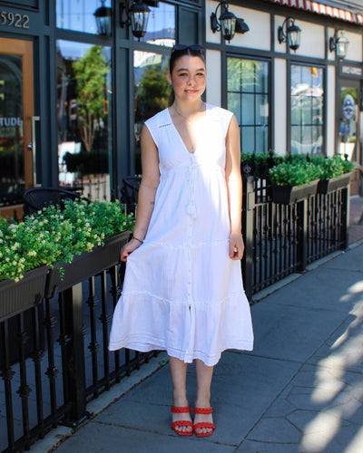 Macbeth Plunge Neckline Tiered Dress