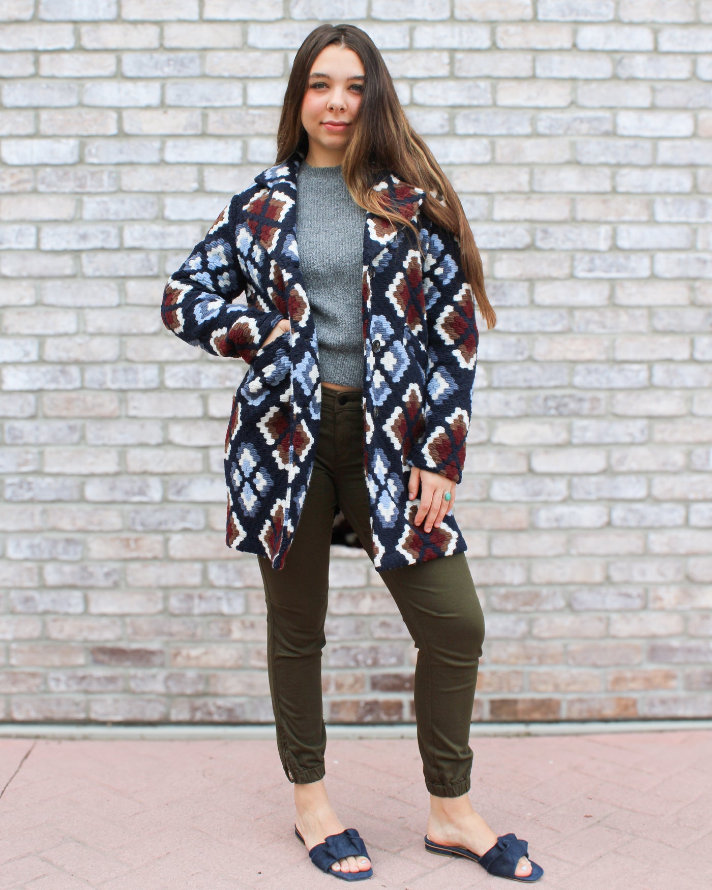 Plushy Knit Button Front Coat