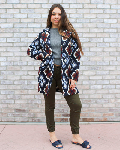 Plushy Knit Button Front Coat