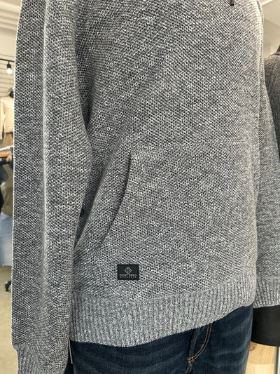 Hooded Kangaroo Textured Knit Sweater