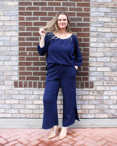 Cotton Wide Leg Pant with Slit