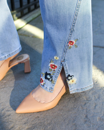 Embroidered Boot Cut Jeans