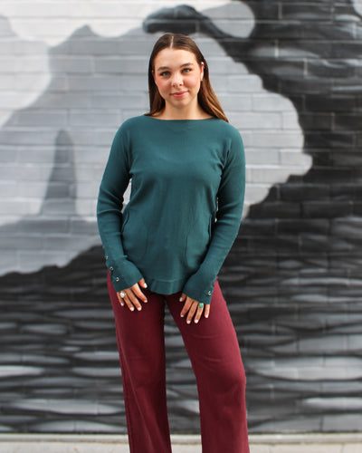 Lace Up Sleeve Sweater with Pockets