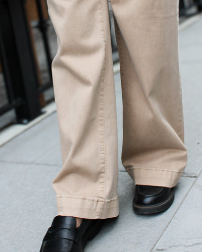 Cropped Wide Leg Twill Pants