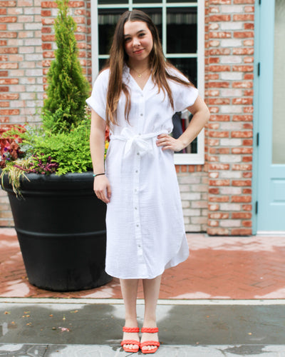 Belted Button Up Long Tunic