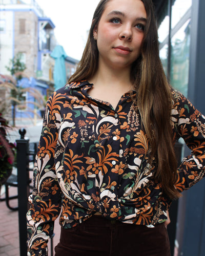 Twist Front Button Up Blouse