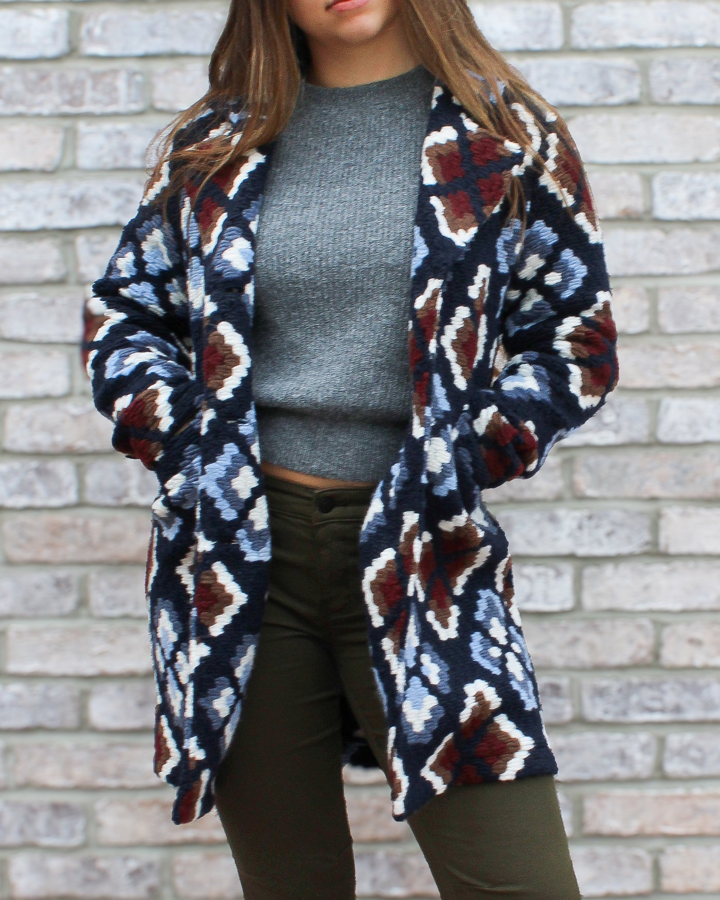 Plushy Knit Button Front Coat