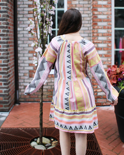 Jacquard Raglan Tiered Dress