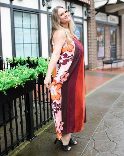 Flowy Placement Print Maxi Dress