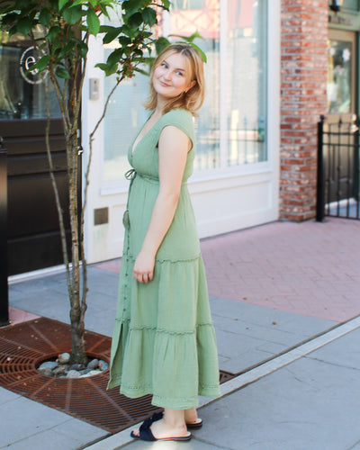Macbeth Plunge Neckline Tiered Dress
