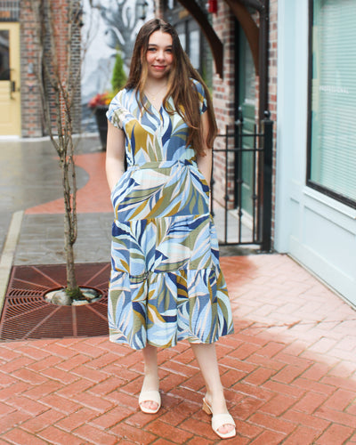 Tiered Short Sleeve Loden Dress