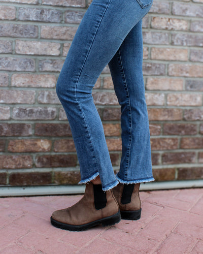 Asymmetrical Hem Bootcut Denim