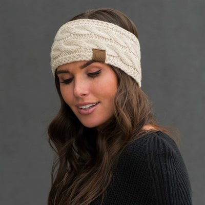 Cable Knit Fleece Lined Headwrap