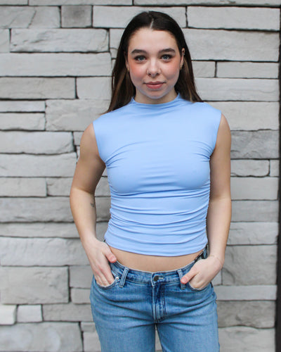 Yve Mock Neck Ruched Tank