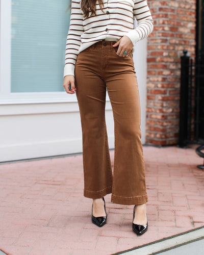 Walnut Comfort Stretch Wide Leg Pant