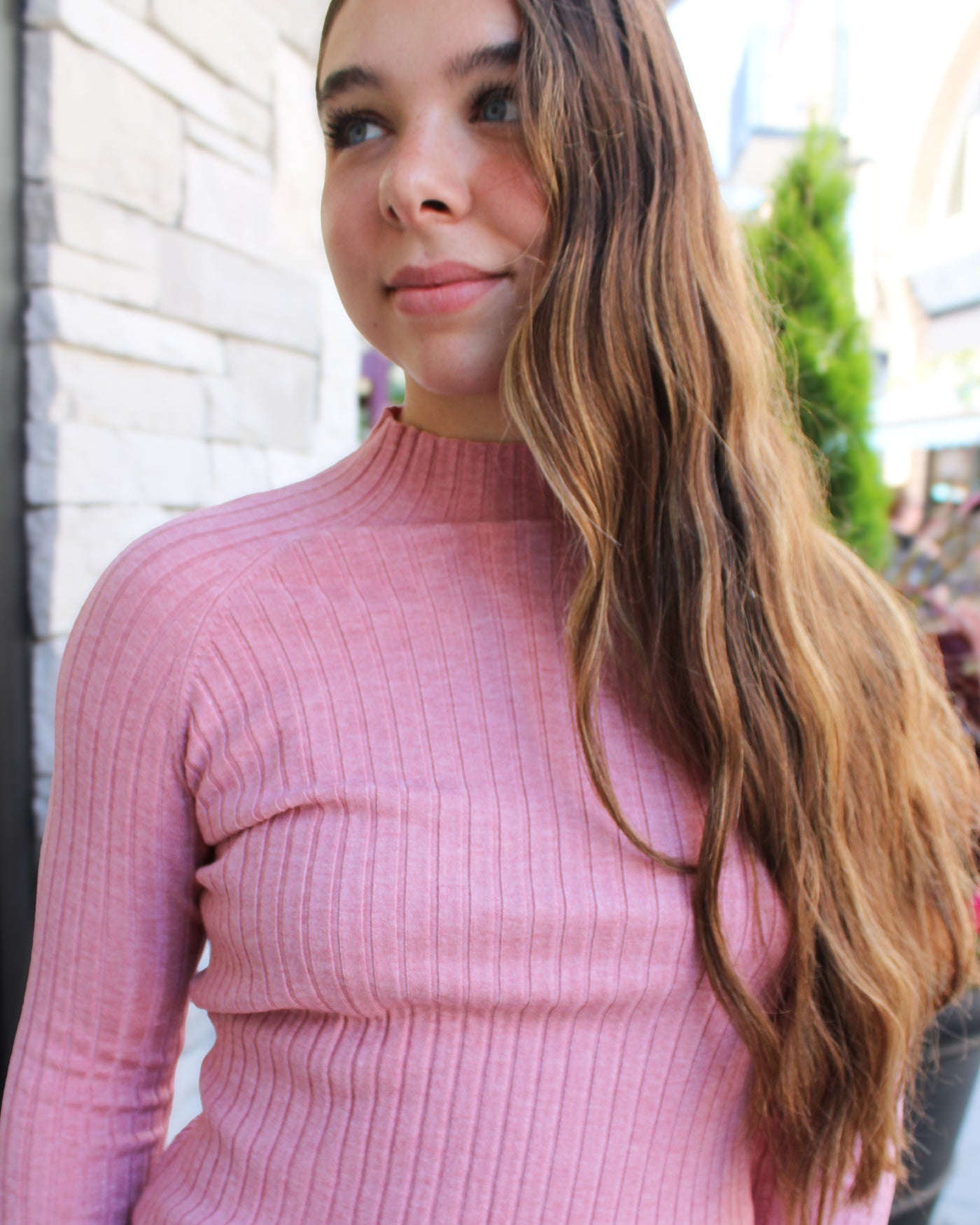 Ribbed Mock Neck Sweater