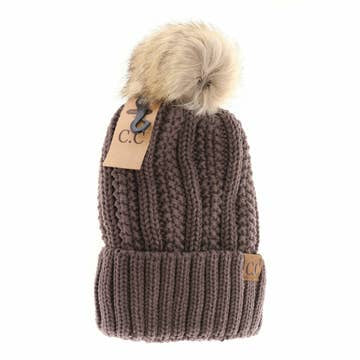 Fuzzy Lined Pom Beanie