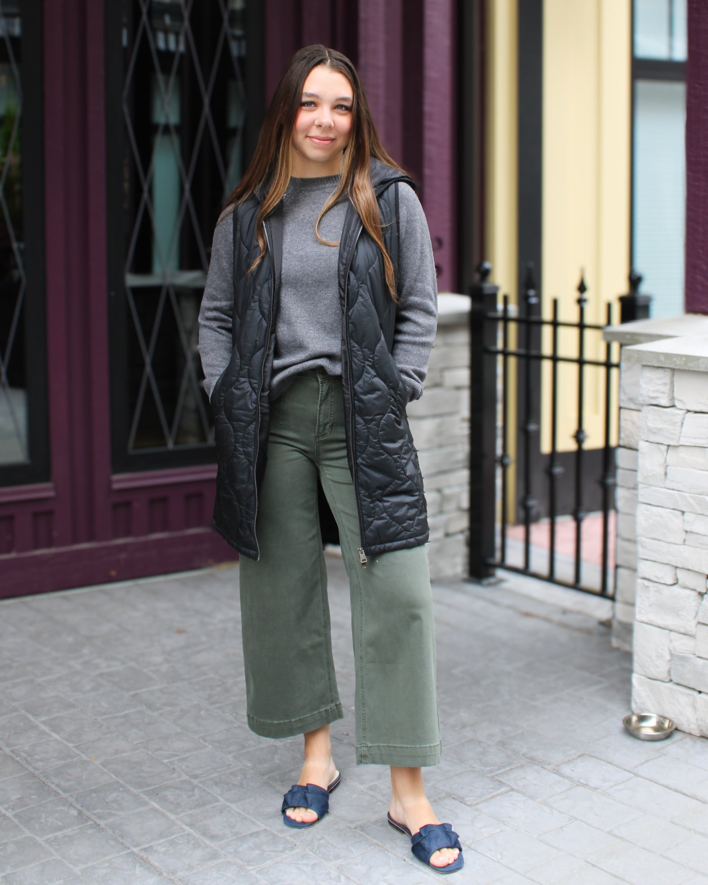 Pearlized Puffer Long Vest
