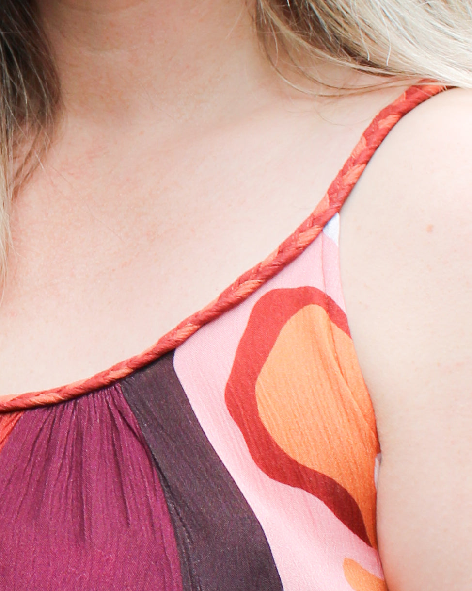Flowy Placement Print Maxi Dress