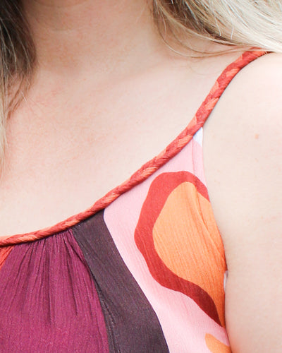 Flowy Placement Print Maxi Dress