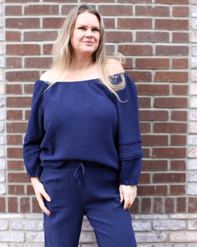 On and Off Shoulder Blouse with Sleeve Detail