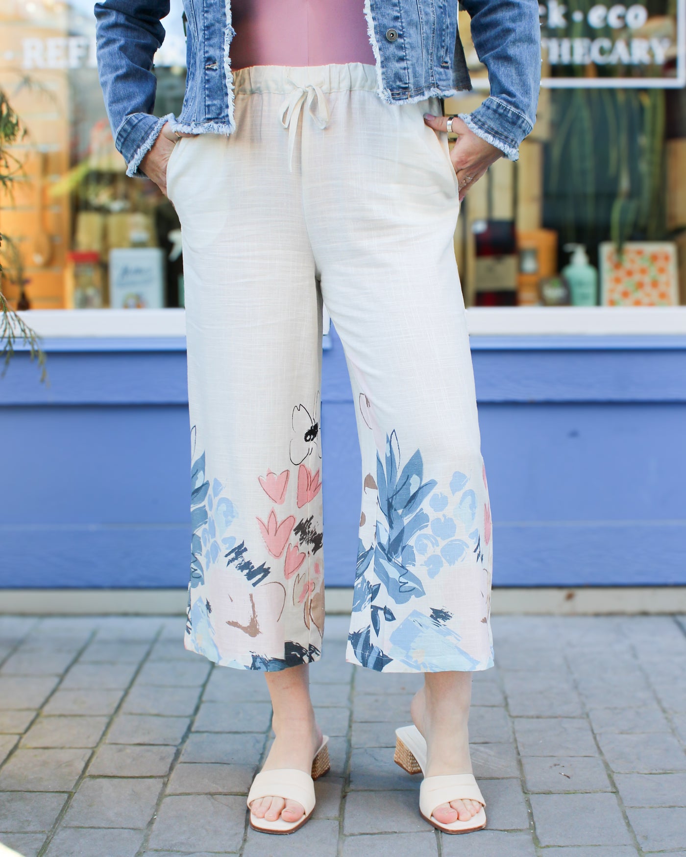 Printed Linen Drawstring Pant