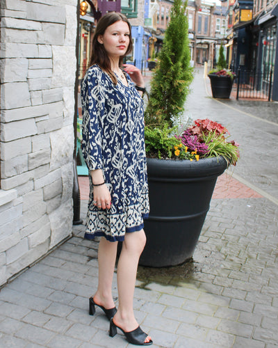 Printed Dress with Bottom Frill