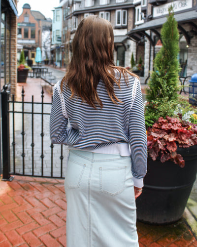 Slit-Accent Denim Maxi Skirt