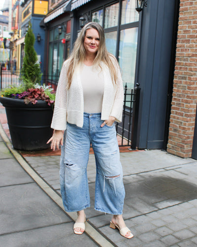 Bell Sleeve Open Stitch Cardigan