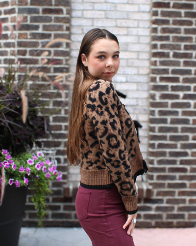 Bow Tie Leopard Cardigan