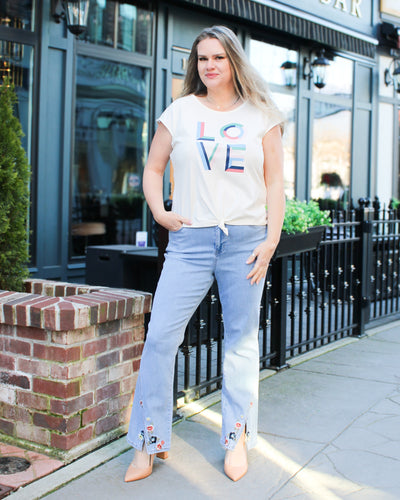 Embroidered Boot Cut Jeans
