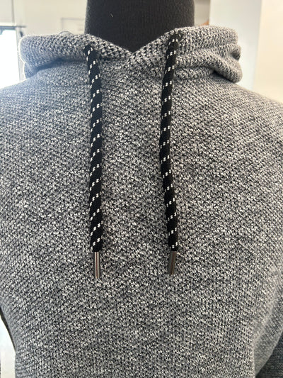 Hooded Kangaroo Textured Knit Sweater