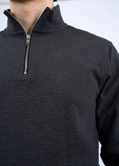 1/4 Zip Mock Neck Ribbed Shirt