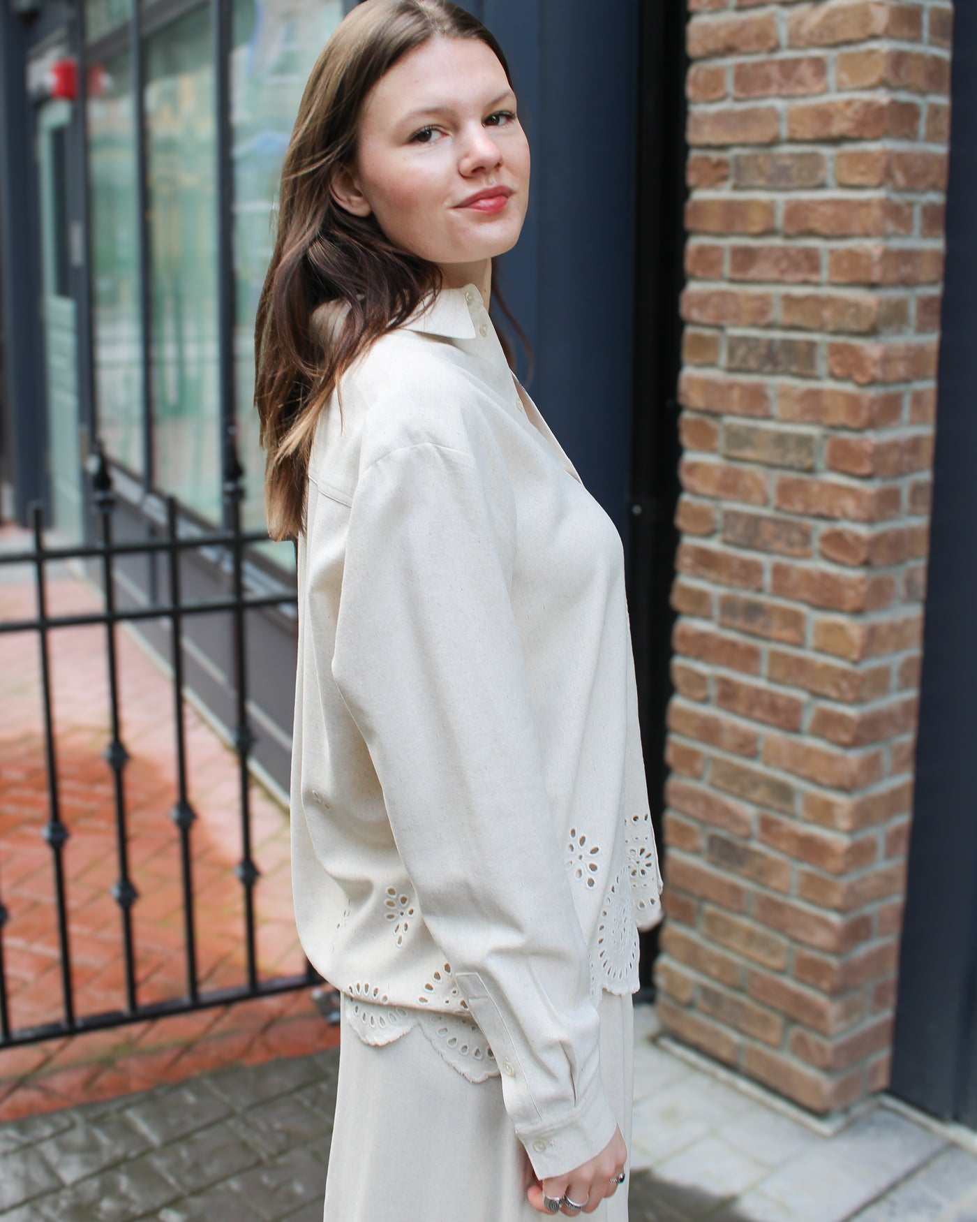 Shayla Scalloped Linen Shirt