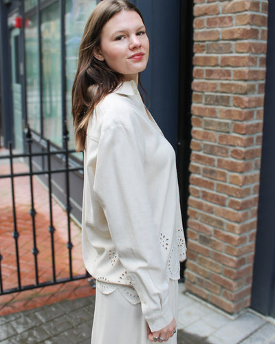 Shayla Scalloped Linen Shirt