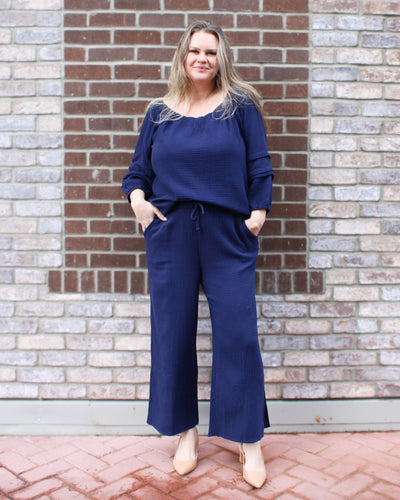 Cotton Wide Leg Pant with Slit