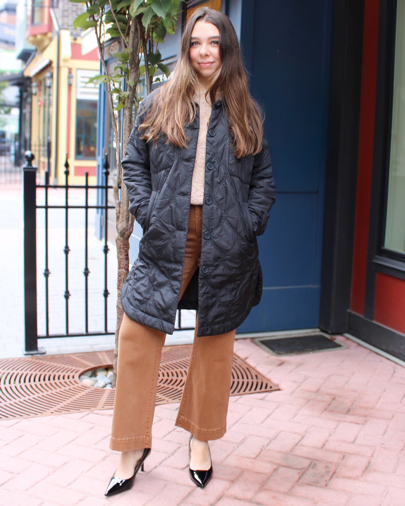 Quilted Long Button UpJacket