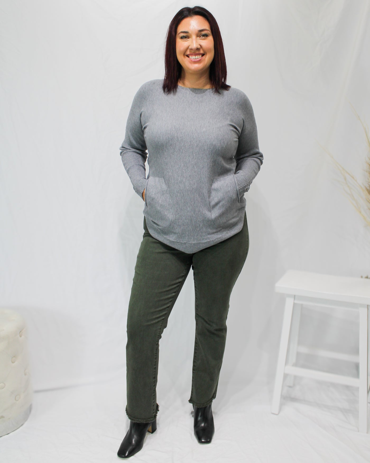 Asymmetrical Hem Bootcut Pant