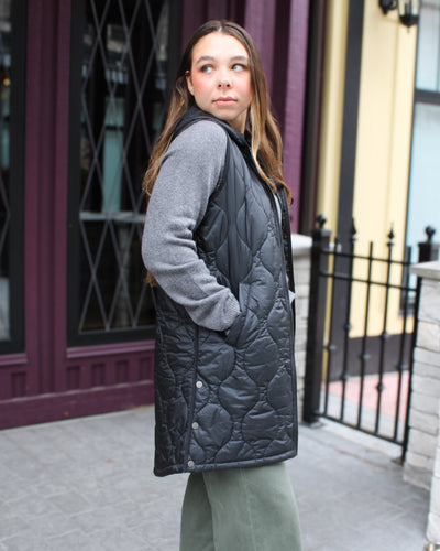 Pearlized Puffer Long Vest